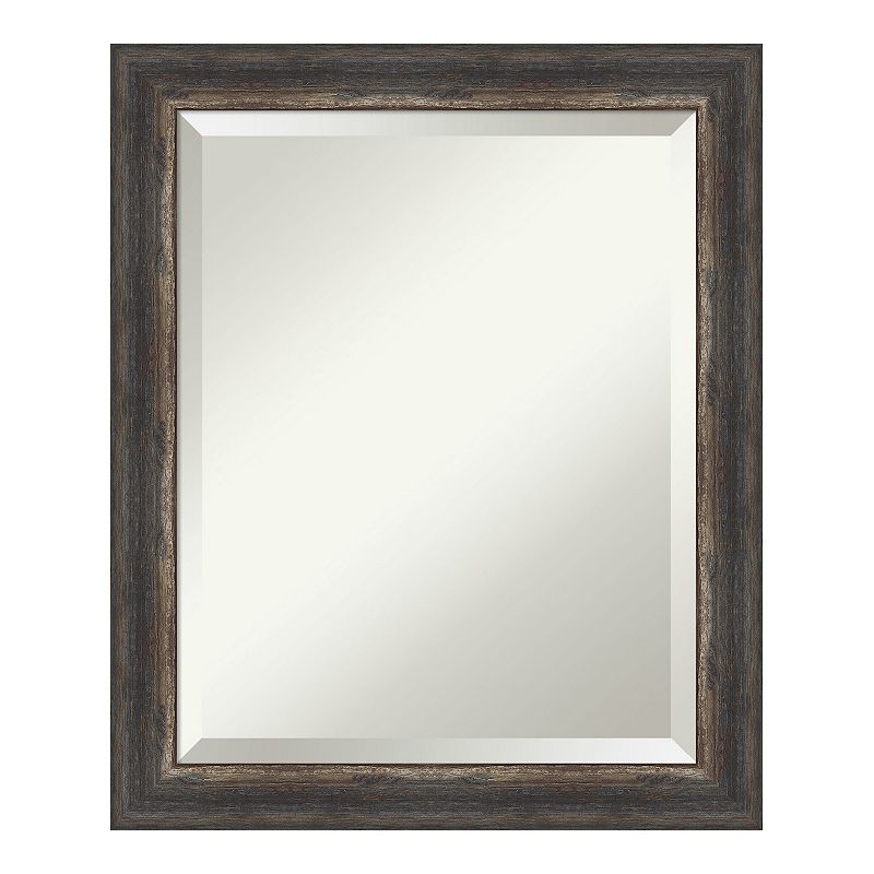 Amanti Art Rustic Bark Framed Bathroom Vanity Wall Mirror, Brown, 22X28