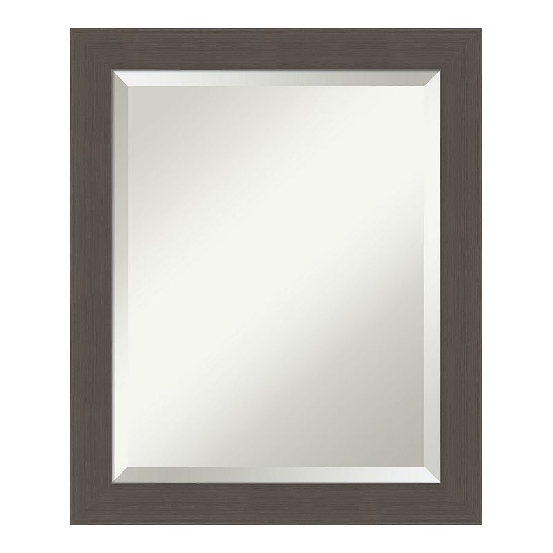 Amanti Art Brushed Framed Bathroom Vanity Wall Mirror, Silver, 22X28