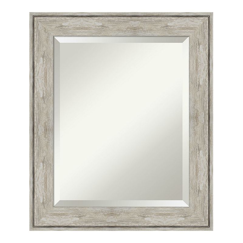 Amanti Art Crackled Metallic Framed Bathroom Vanity Wall Mirror, Silver, 25