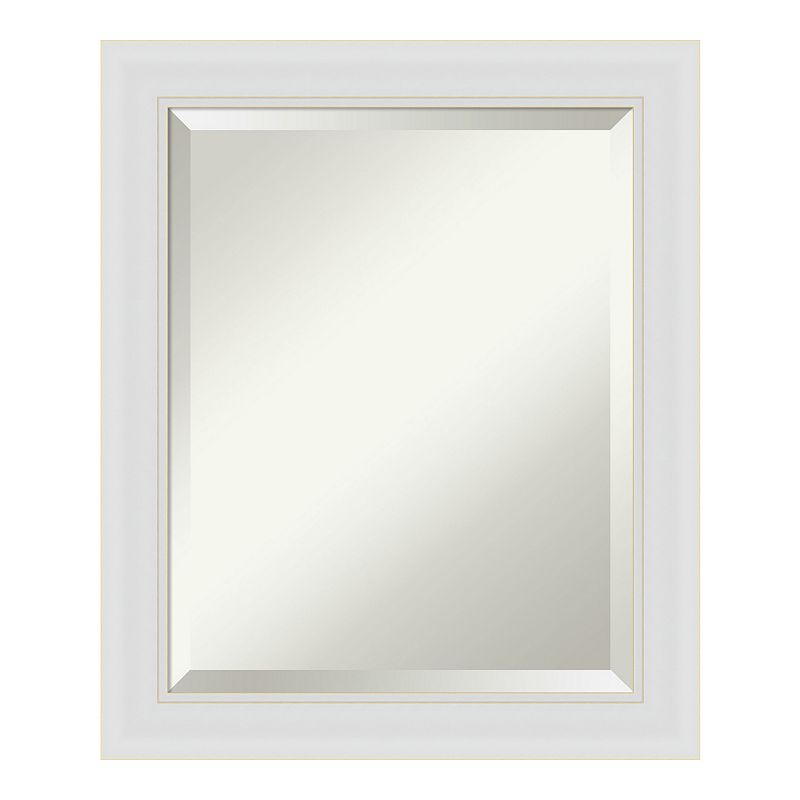 Amanti Art Flair Soft White Framed Bathroom Vanity Wall Mirror, 32X26