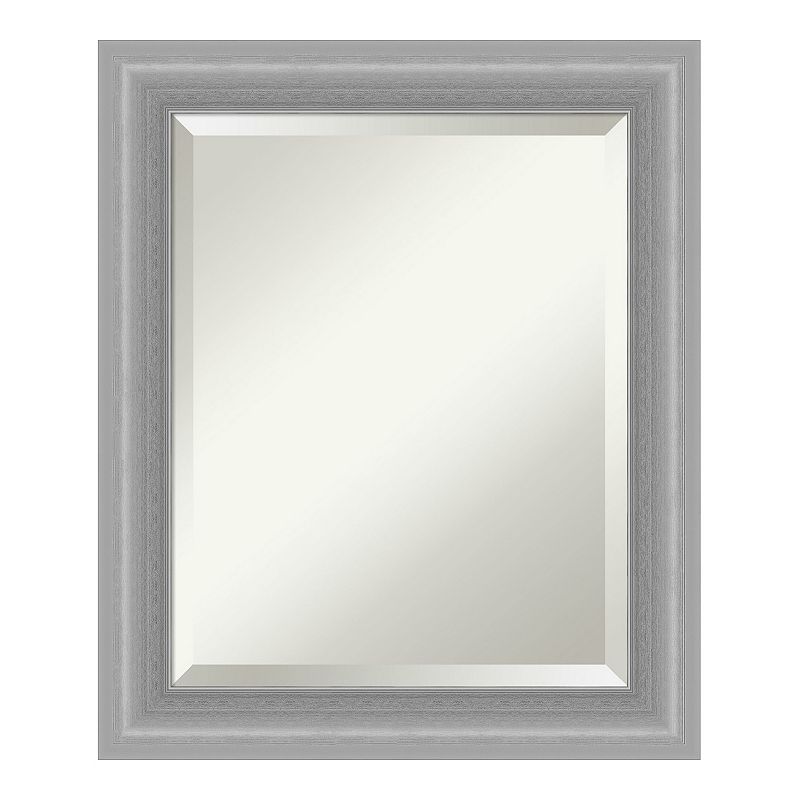 Amanti Art Polished Peak Framed Bathroom Vanity Wall Mirror, Silver, 40X28