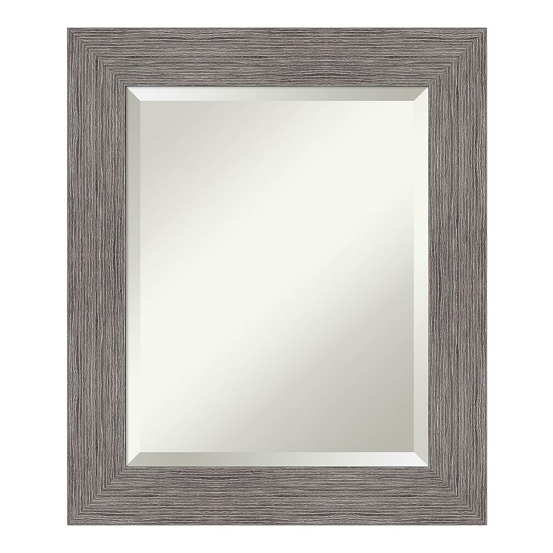 Amanti Art Pinstripe Plank Framed Bathroom Vanity Wall Mirror, Grey, 24X30