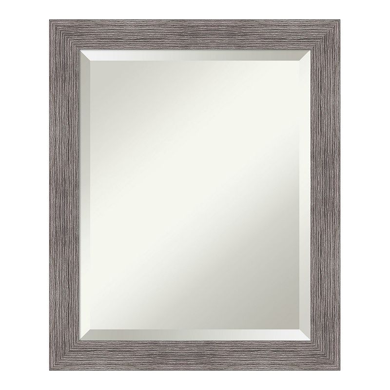 Amanti Art Plank Pinstripe Framed Bathroom Vanity Wall Mirror, Grey, 40X28