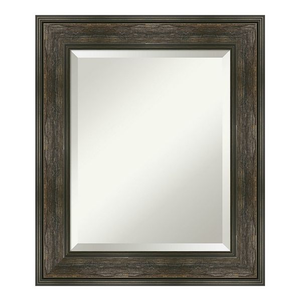 Amanti Art Rail Rustic Framed Bathroom Vanity Wall Mirror