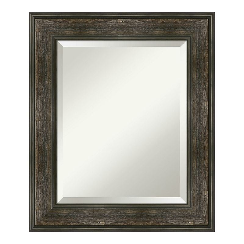 Amanti Art Rail Rustic Framed Bathroom Vanity Wall Mirror, Brown, 24X30