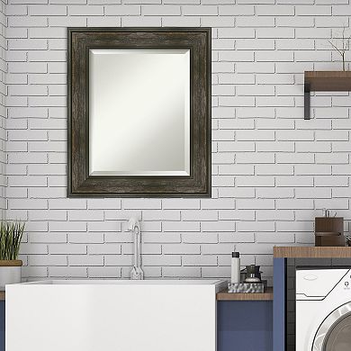 Amanti Art Rail Rustic Framed Bathroom Vanity Wall Mirror