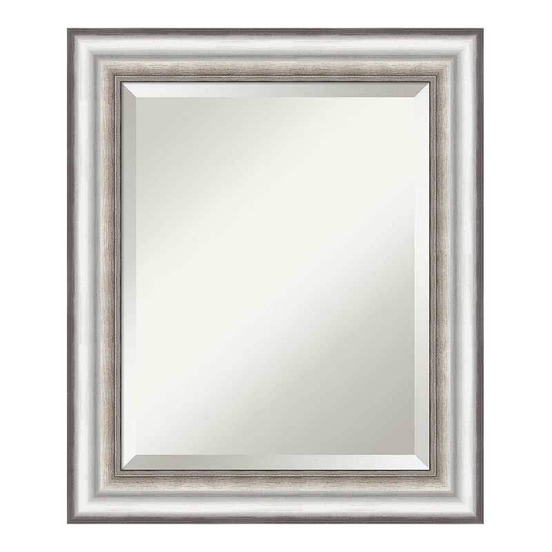 Amanti Art Salon Framed Bathroom Vanity Wall Mirror, Silver, 33X27