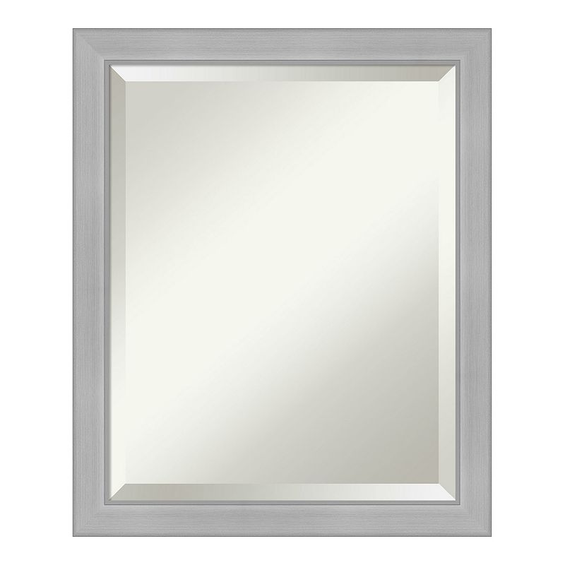 Amanti Art Brushed Vista Framed Bathroom Vanity Wall Mirror, Silver, 31X25