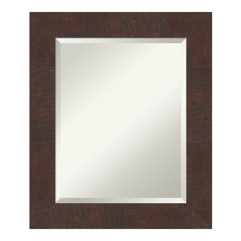 Amanti Art Wildwood Framed Bathroom Vanity Wall Mirror, Brown, 33X27