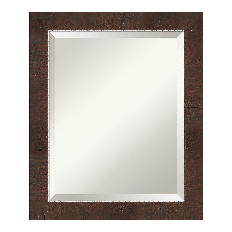 Amanti Art Wildwood Brown Framed Bathroom Vanity Wall Mirror, 32X26