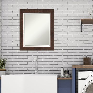 Amanti Art Wildwood Brown Framed Bathroom Vanity Wall Mirror