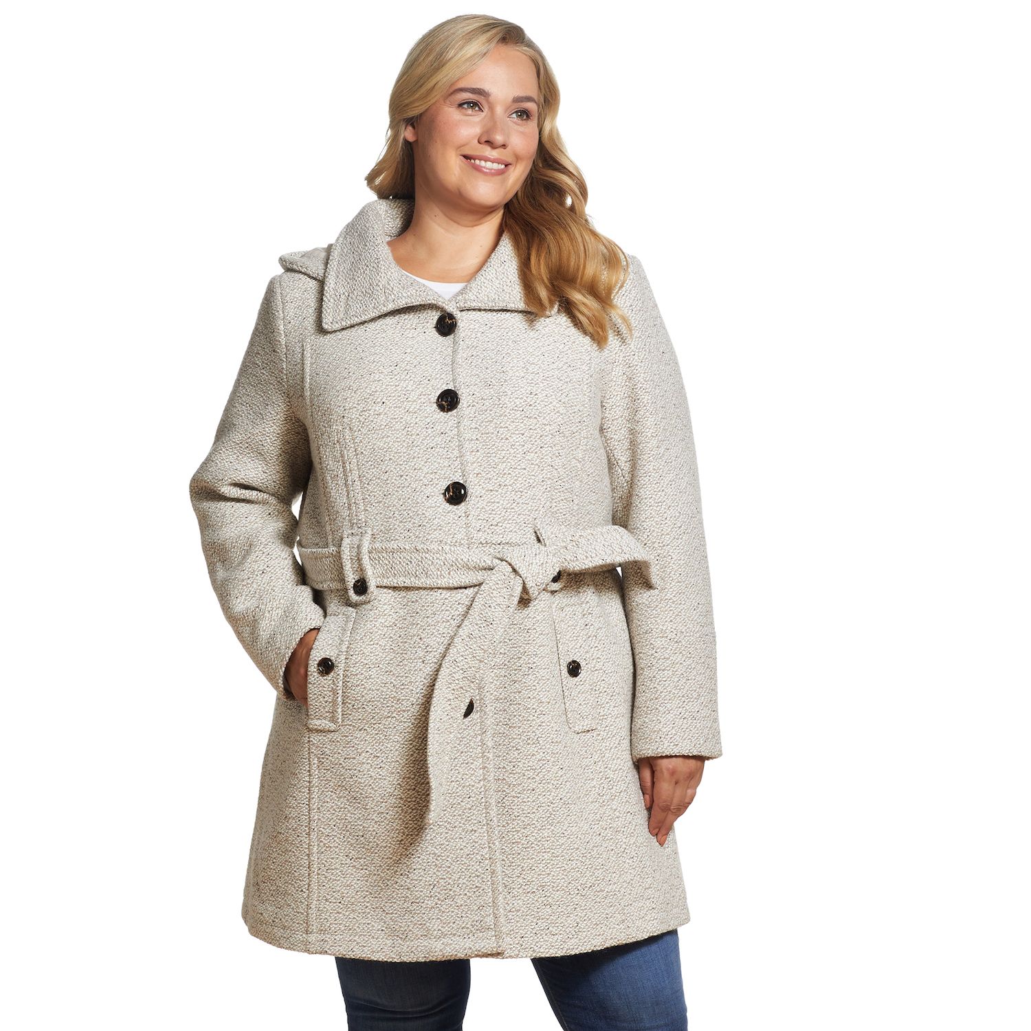 plus size wool coat with hood