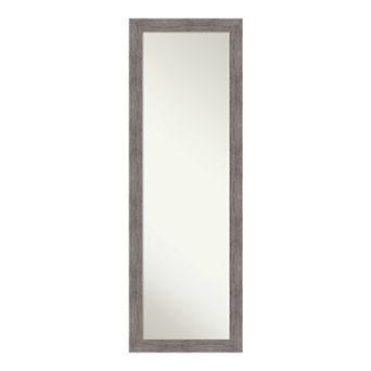Amanti Art Pinstripe Plank Grey Narrow Full Length Over-The-Door Mirror