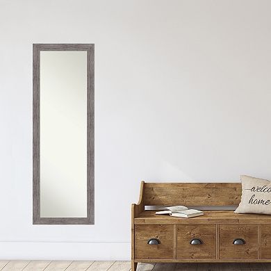 Amanti Art Pinstripe Plank Grey Narrow Full Length Over-The-Door Mirror