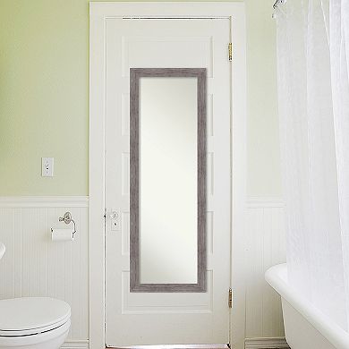 Amanti Art Pinstripe Plank Grey Narrow Full Length Over-The-Door Mirror