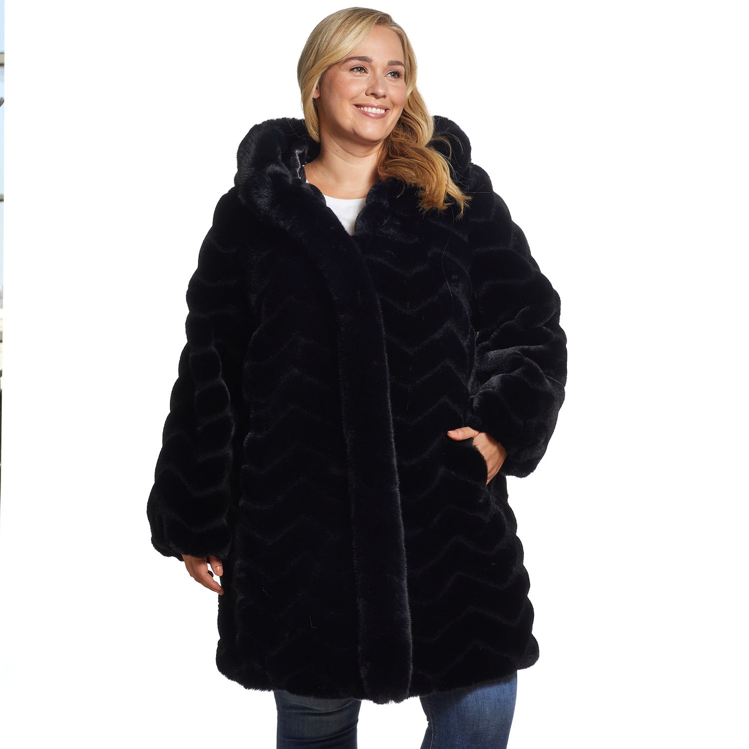 plus size faux fur jacket