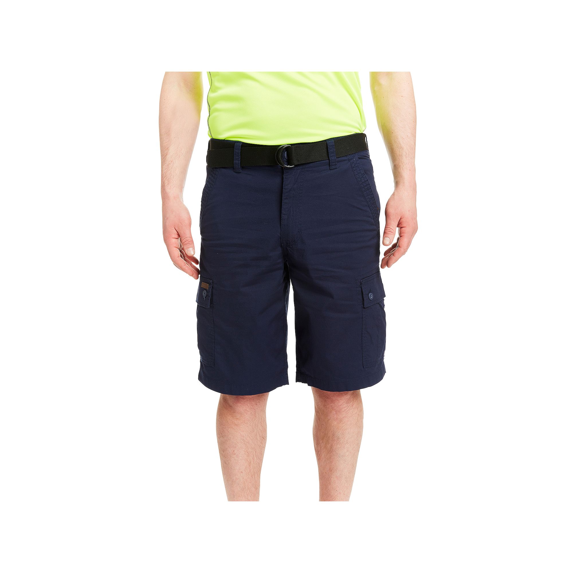 Mens Smiths Workwear Mini-Ripstop Belted Cargo Shorts, Size: 38, Blue