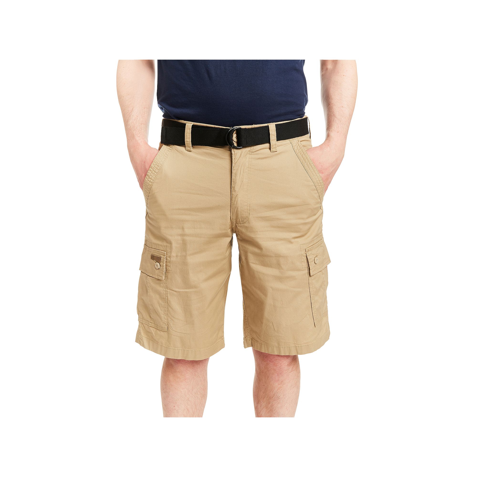 Mens Smiths Workwear Mini-Ripstop Belted Cargo Shorts, Size: 42, Soft Gre