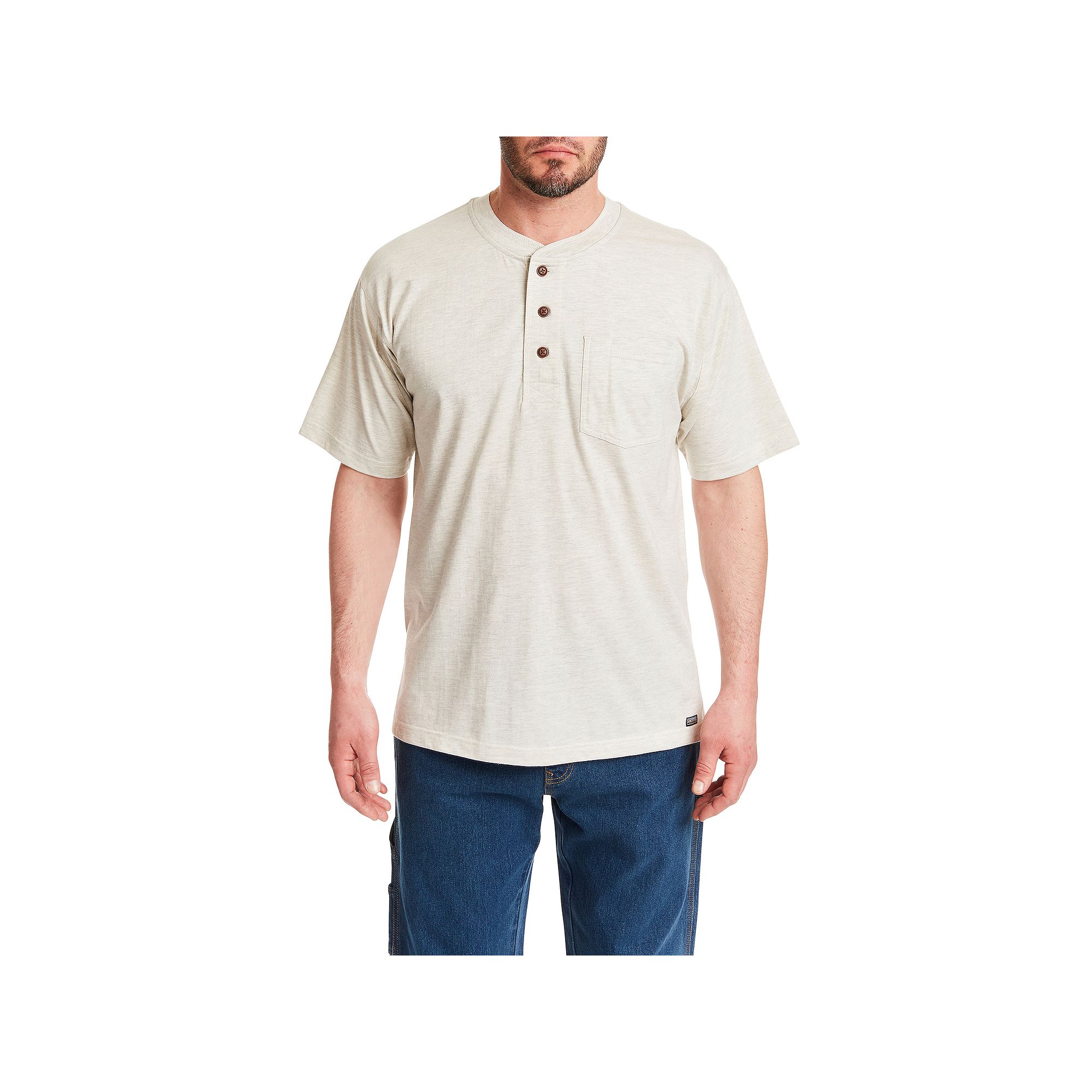 Mens Smiths Workwear Henley, Size: XXL, Oatmeal Grey