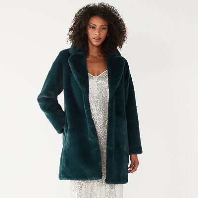 Women s Nine West Long Faux Fur Jacket