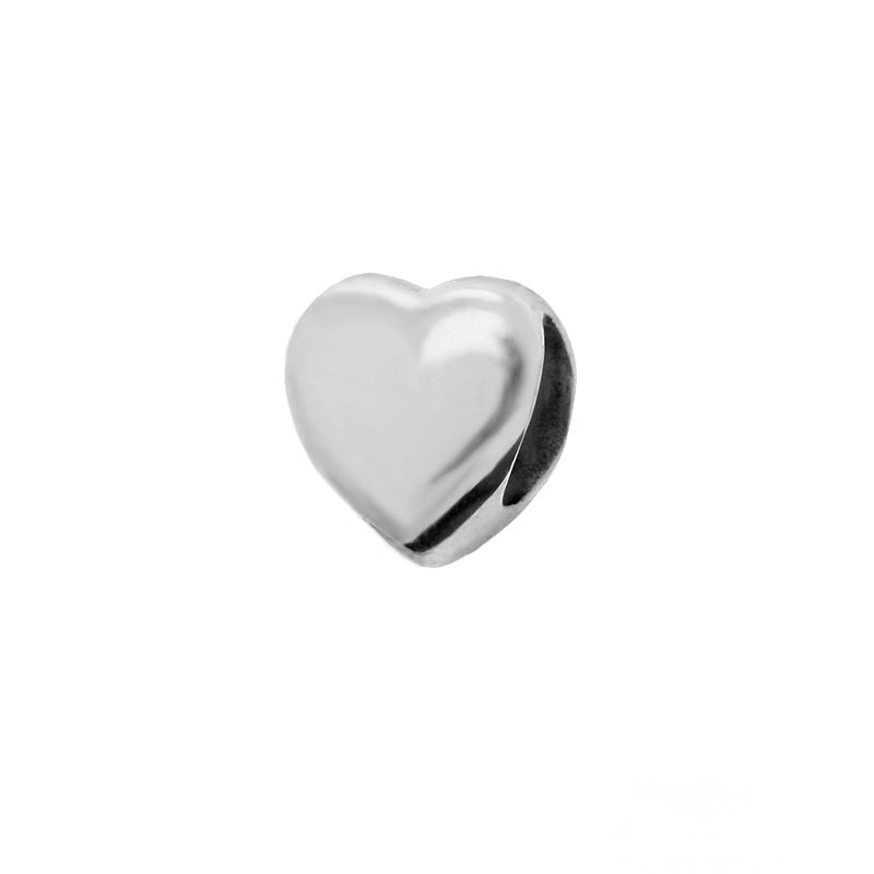 Individuality Beads Sterling Silver Heart Bead, Womens, Grey