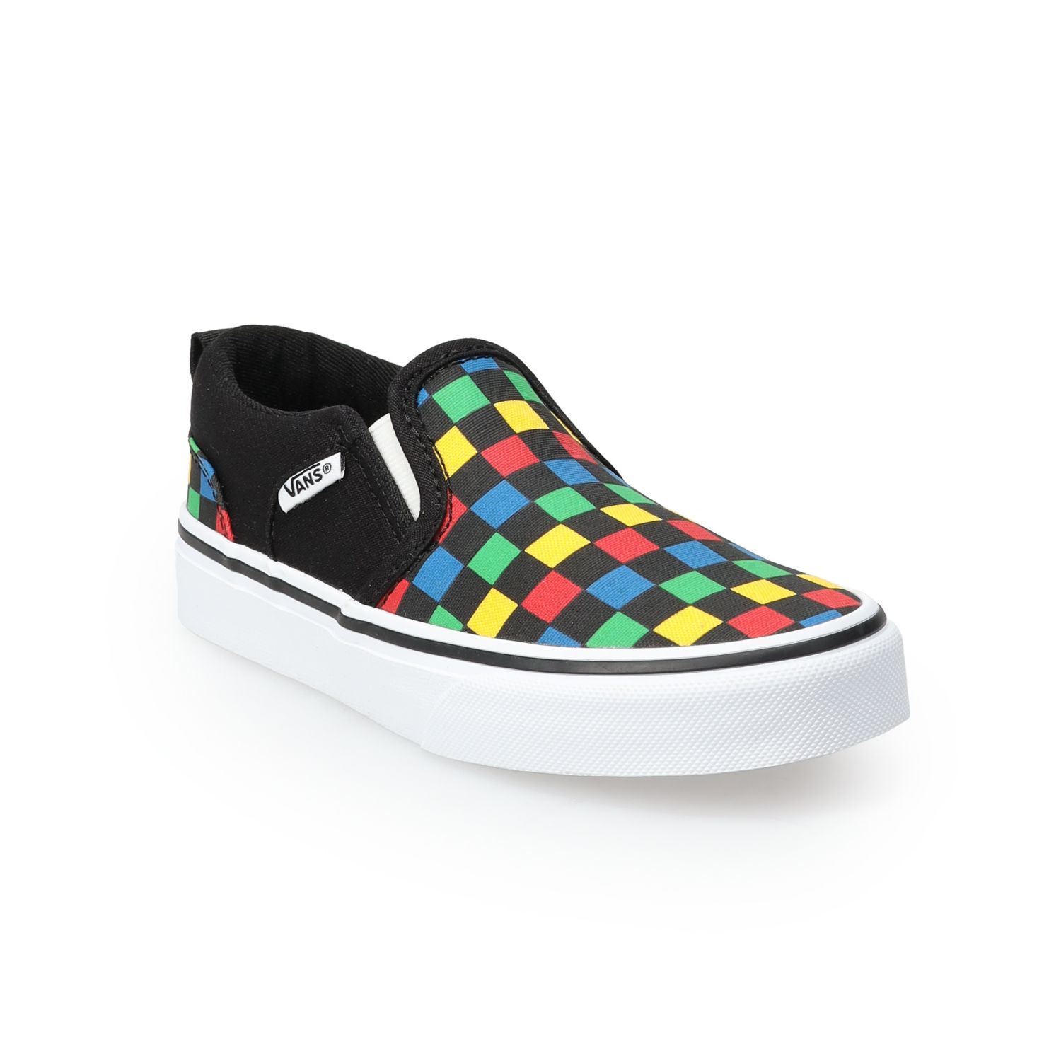 vans asher kid's checkered skate shoes