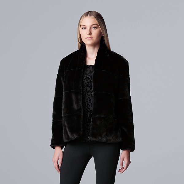 Women's Simply Vera Vera Wang Seamed Faux-Fur Jacket
