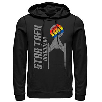 Men's Star Trek Discovery Rainbow Striped Ship Hoodie