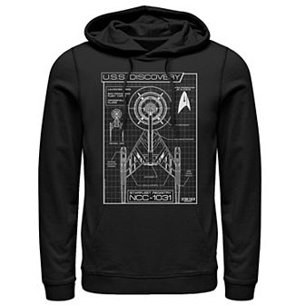 Men's Star Trek U.S.S Discovery Schematics Poster Hoodie