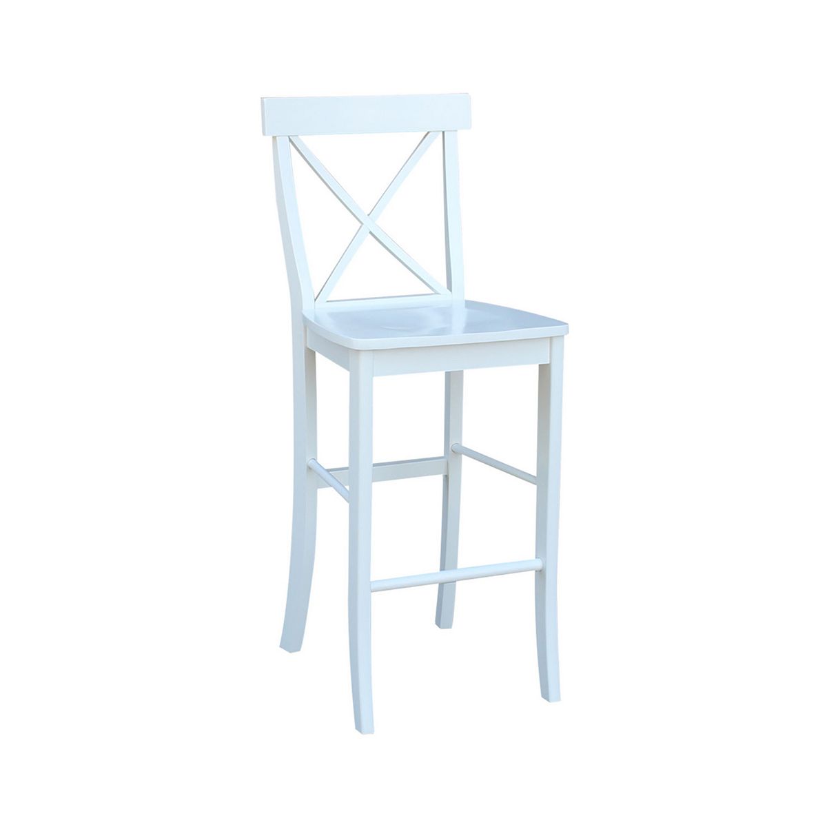 International Concepts X-Back bar stool with light blue seat and white frame