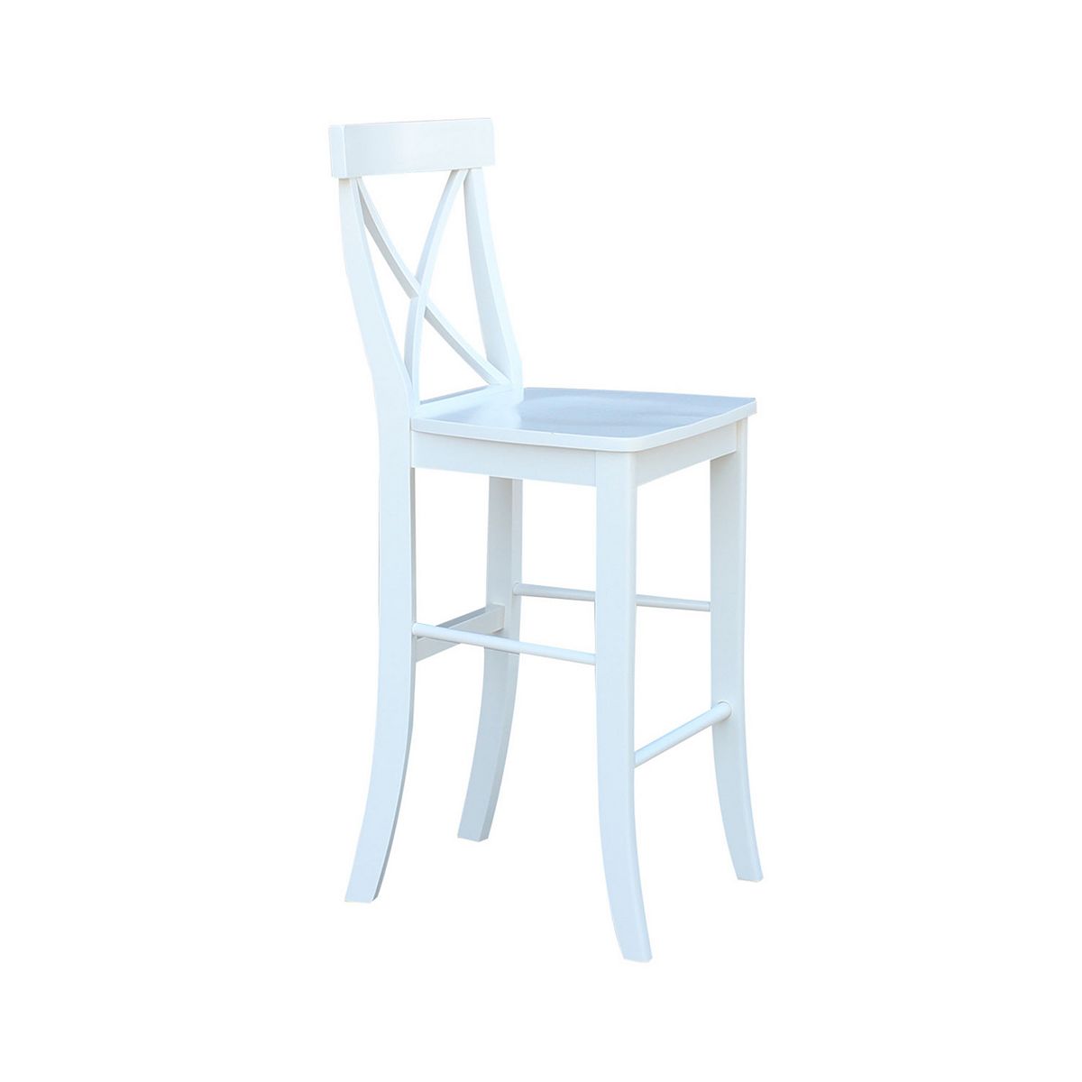 International Concepts X-Back bar stool side view with light blue seat