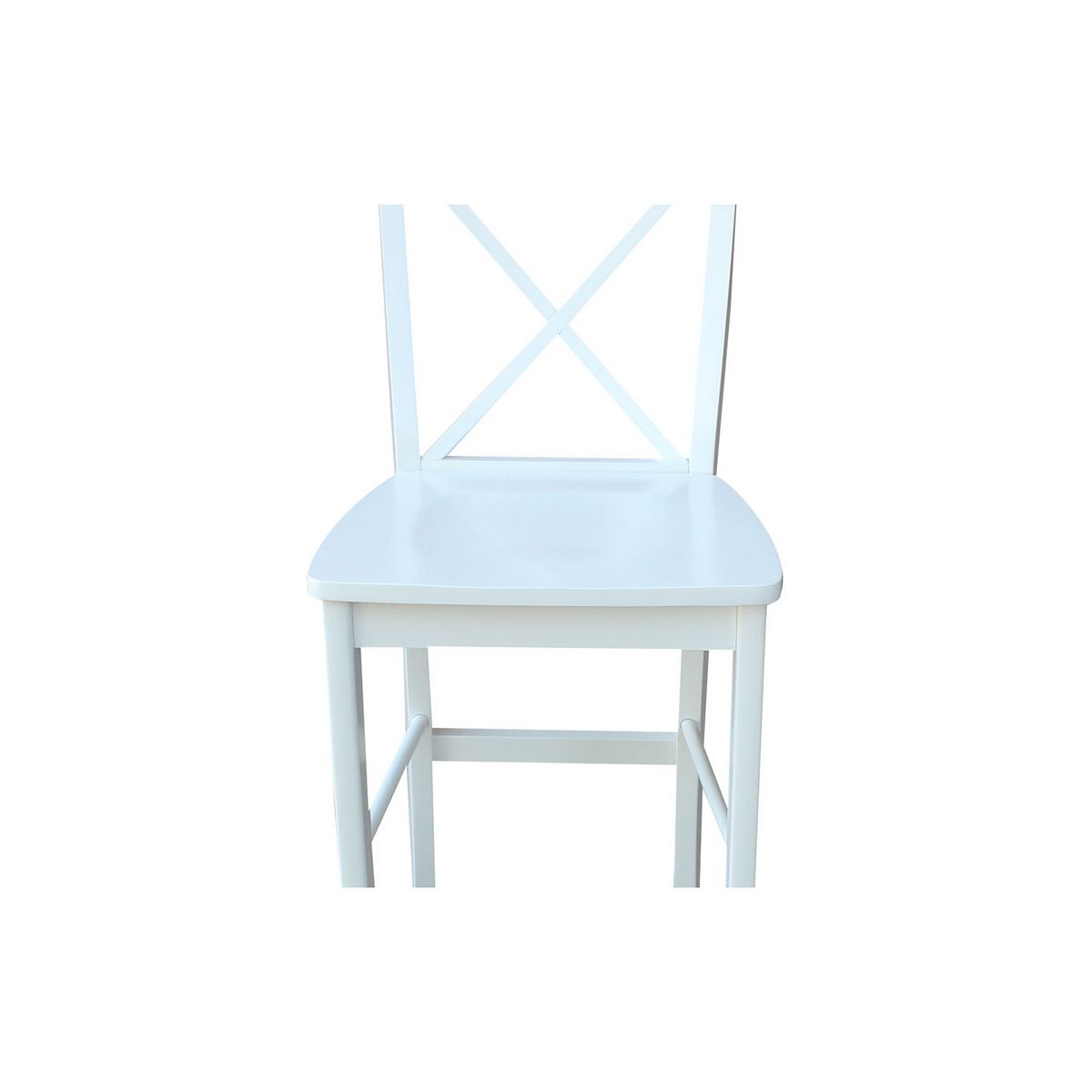 International Concepts X-Back bar stool front view with light blue seat