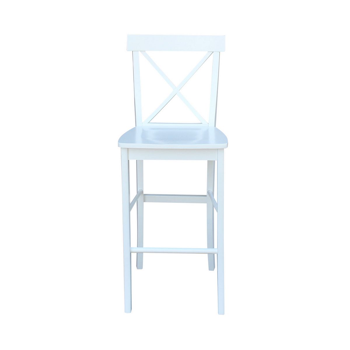 International Concepts X-Back bar stool in white with light blue seat