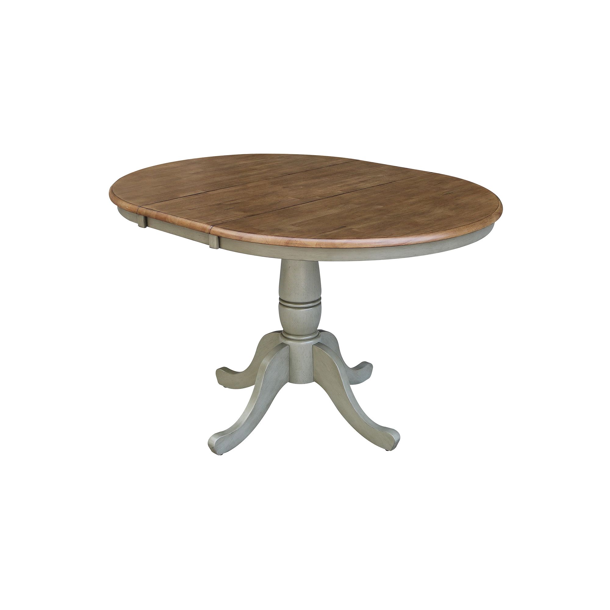 International Concepts Round Drop-Leaf Pedestal Table, Hickory Grey