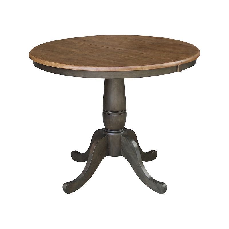 International Concepts Round Drop-Leaf Pedestal Table, Brown