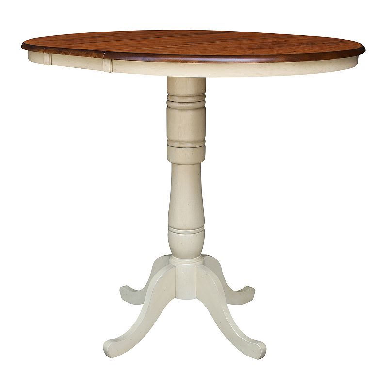 International Concepts Round Drop-Leaf Pedestal Table, Brown