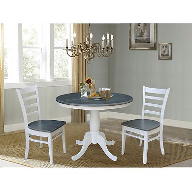 International Concepts Round Dining Table & Chair 3-piece Set