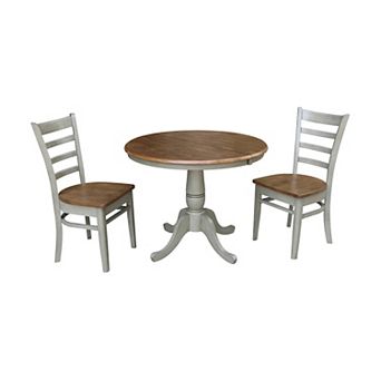 International Concepts Round Dining Table & Chair 3 pc Set