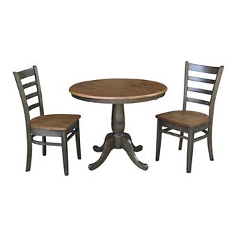 International Concepts Round Dining Table & Chair 3 pc Set