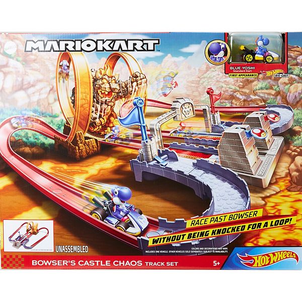 Hot Wheels Mario Kart Bowser's Castle Chaos Playset Cool track set twin loop 