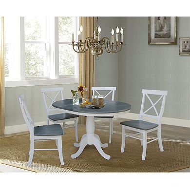 International Concepts Round Dining Table & X-Back Chair 5-piece Set