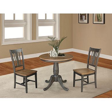 International Concepts Round Pedestal Table & San Remo Chair 3-piece Set