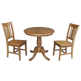 International Concepts Round Pedestal Table & San Remo Chair 3 pc Set