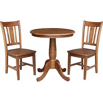 International Concepts Round Pedestal Table & San Remo Chair 3 pc Set