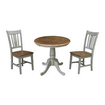 International Concepts Round Pedestal Table & San Remo Chair 3 pc Set
