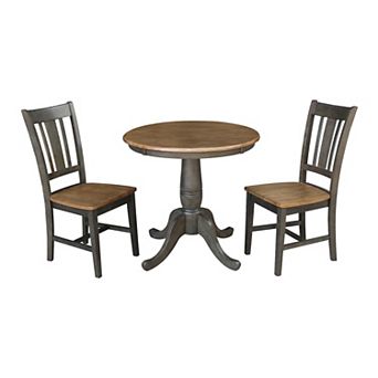 International Concepts Round Pedestal Table & San Remo Chair 3 pc Set