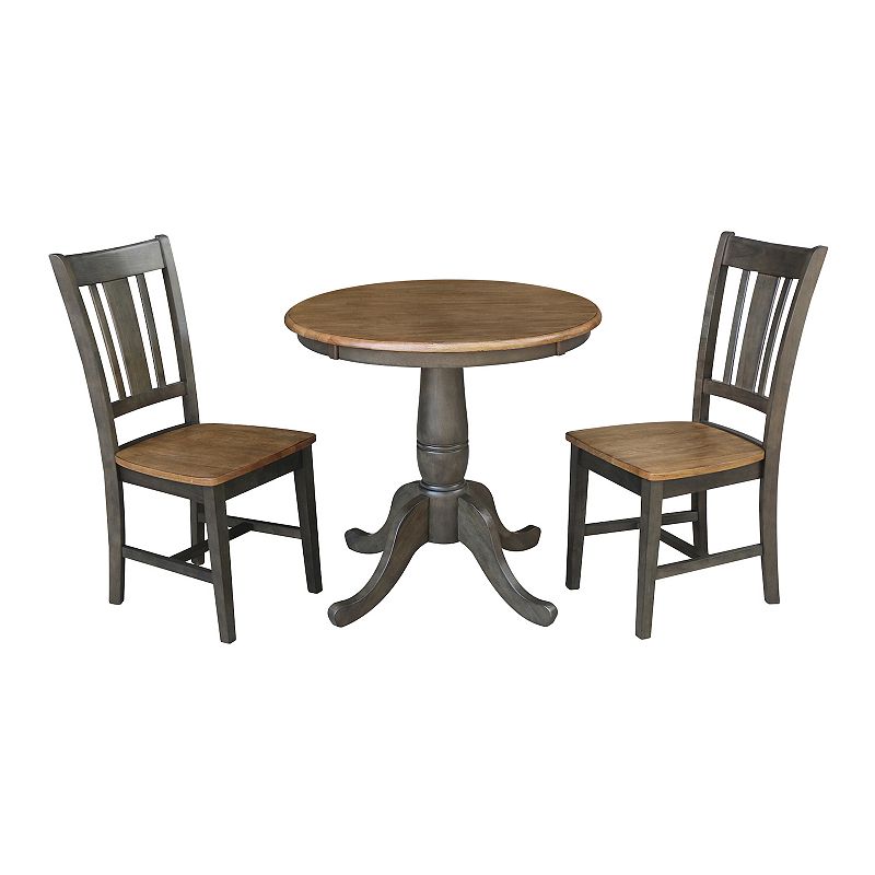 International Concepts Round Pedestal Table & San Remo Chair 3-piece Set, B