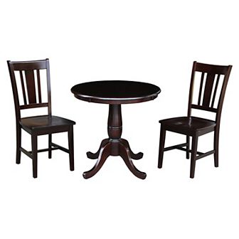 International Concepts Round Pedestal Table & San Remo Chair 3 pc Set