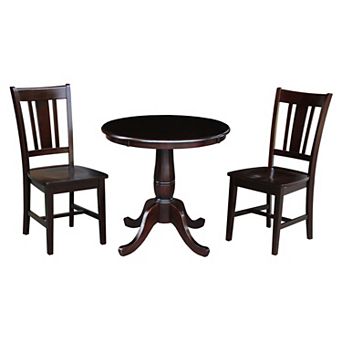 International Concepts Round Pedestal Table & San Remo Chair 3 pc Set