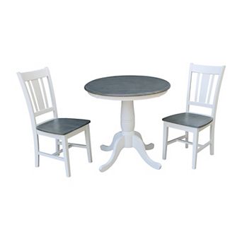 International Concepts Round Pedestal Table & San Remo Chair 3 pc Set